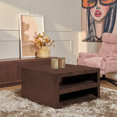 Salontafel Brussel walnoot | 80 x 80 cm