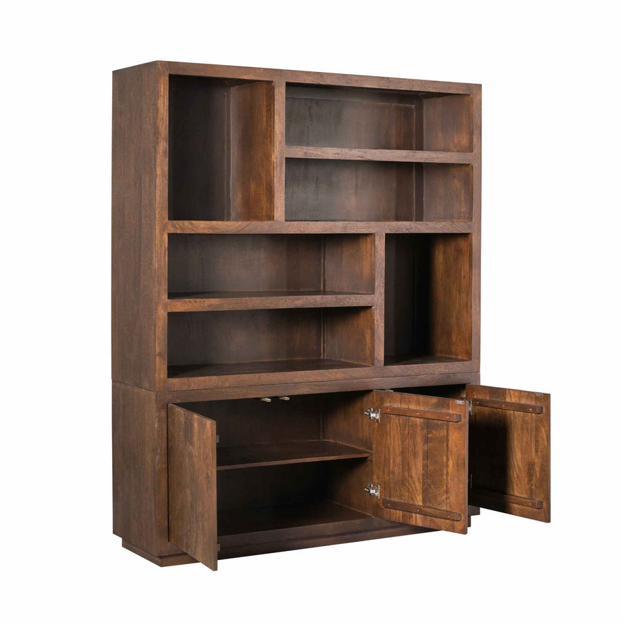 Bookcase Brussels Brown XL – Drie deuren, twee deurvakken