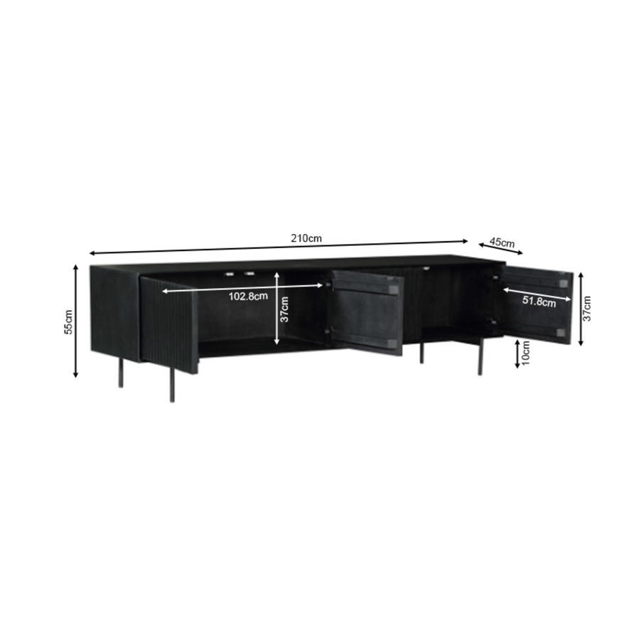 TV cabinet Madison black – 210 x 45 x 55 cm