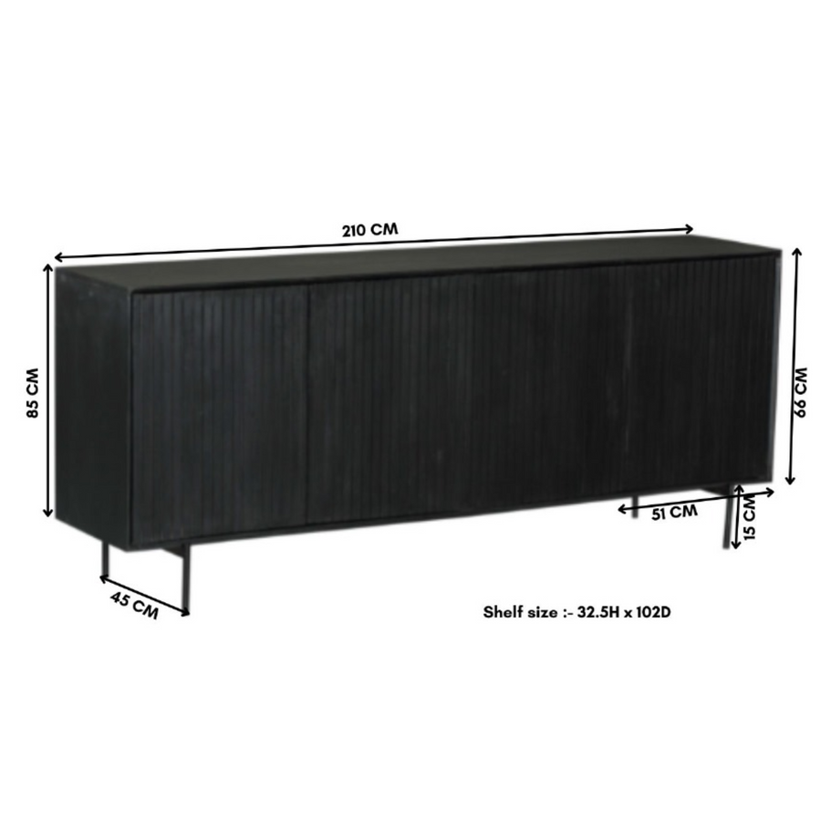 Highboard Madison Schwarz – 210 x 45 x 85 cm