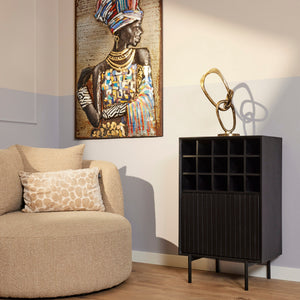 Wijnkast Madison zwart | 55 cm