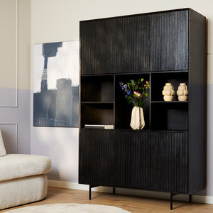 Vakkenkast XL Madison zwart | 135 cm