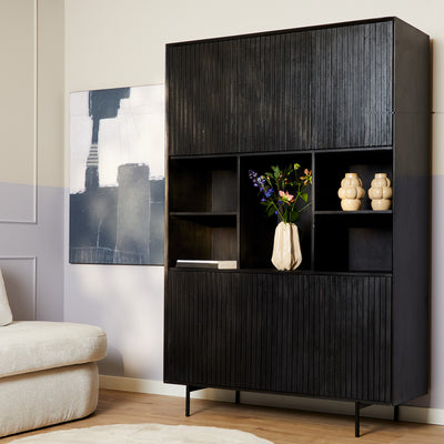 Vakkenkast XL Madison zwart | 135 cm