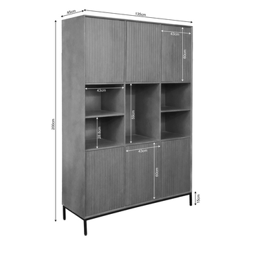 Vakkenkast XL Madison zwart | 135 cm