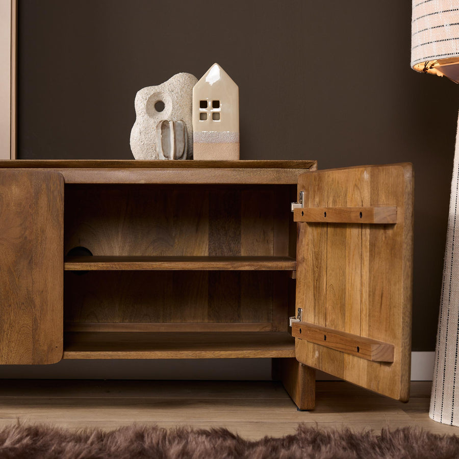 TV unit Tense natural – Legplank en kabelgat achter de deur
