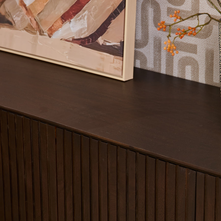 Tv-meubel Madison bruin – Verticaal lattenfront