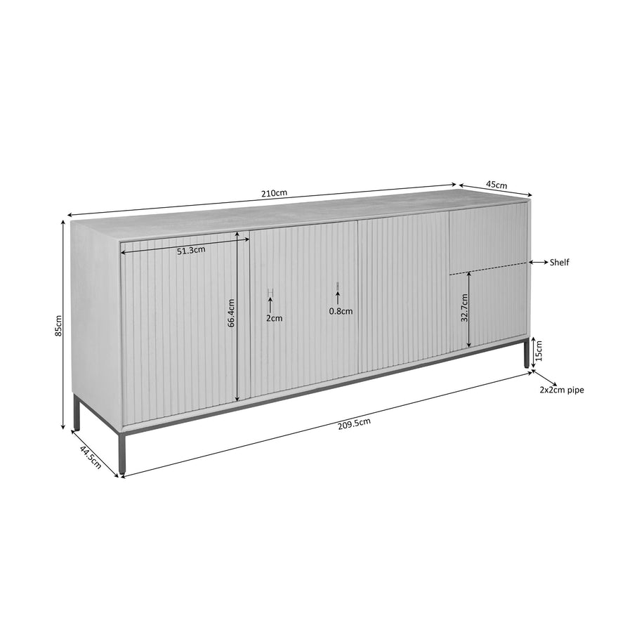 Dressoir Madison bruin – 210 x 45 x 85 cm