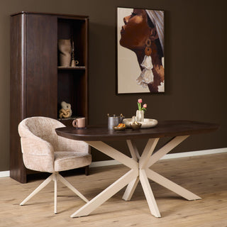 Deens ovale eettafel Madison | Bruin/zand | 160 cm - Mooier Thuis