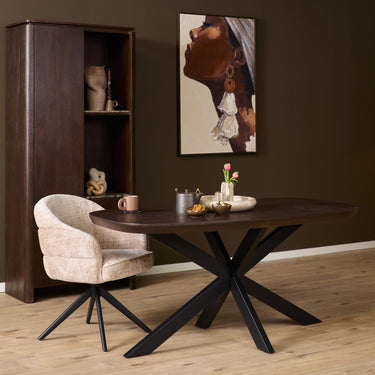 Deens ovale eettafel Madison | Bruin/zwart | 160 cm