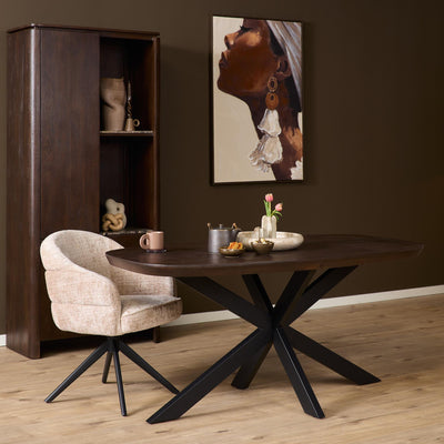 Deens ovale eettafel Madison | Bruin/zwart | 160 cm