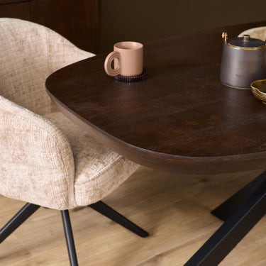 Deens ovale eettafel Madison | Bruin/zwart | 160 cm