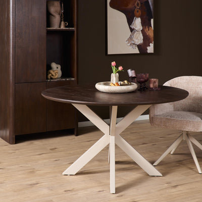 Ronde eettafel Madison | Bruin/zand | Ø130 cm