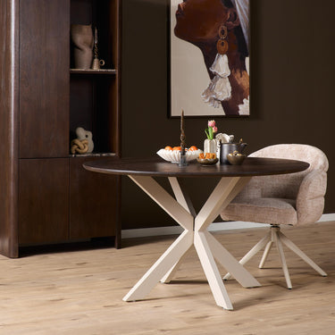 Ronde eettafel Madison | Bruin/zand | Ø130 cm