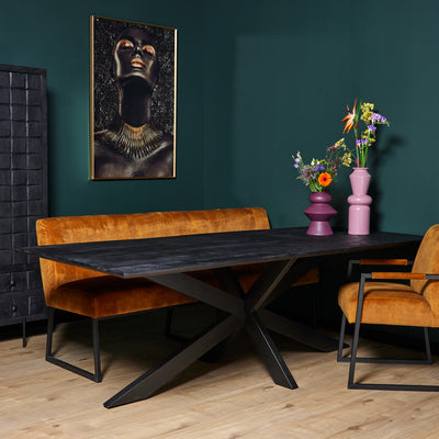Mangohout eettafel New York | Zwart | 200 cm