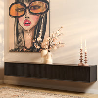 Zwevend TV-meubel Madison zwart | 200 cm - Mooier Thuis