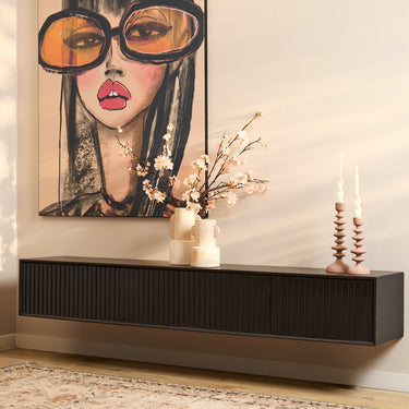 Zwevend TV-meubel Madison zwart | 200 cm