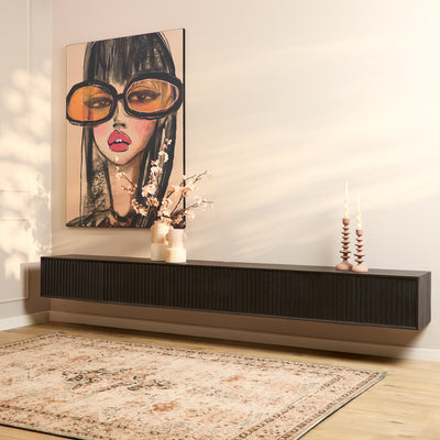 Zwevend TV-meubel Madison zwart | 280 cm
