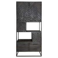 Vakkenkast New York zwart visgraat | 90 cm - afbeelding 2