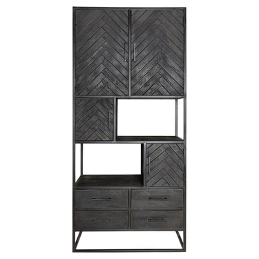 Vakkenkast New York zwart visgraat | 90 cm