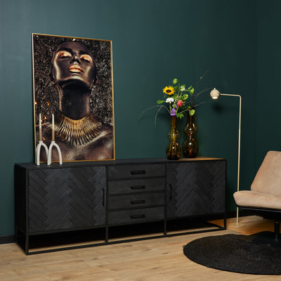 Dressoir New York zwart | 210 cm