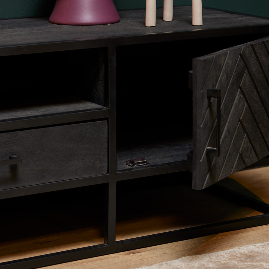 TV unit New York black – Leeg deurvak zonder legplank