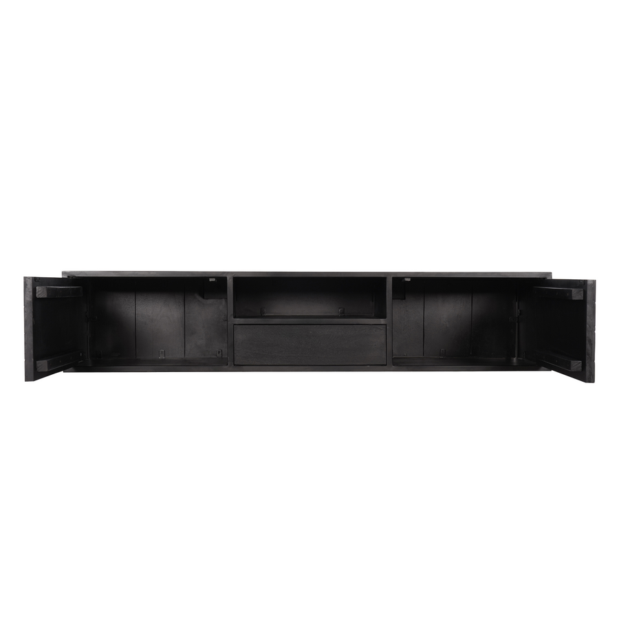 Floating TV Unit New York Black – Twee lege deurvakken