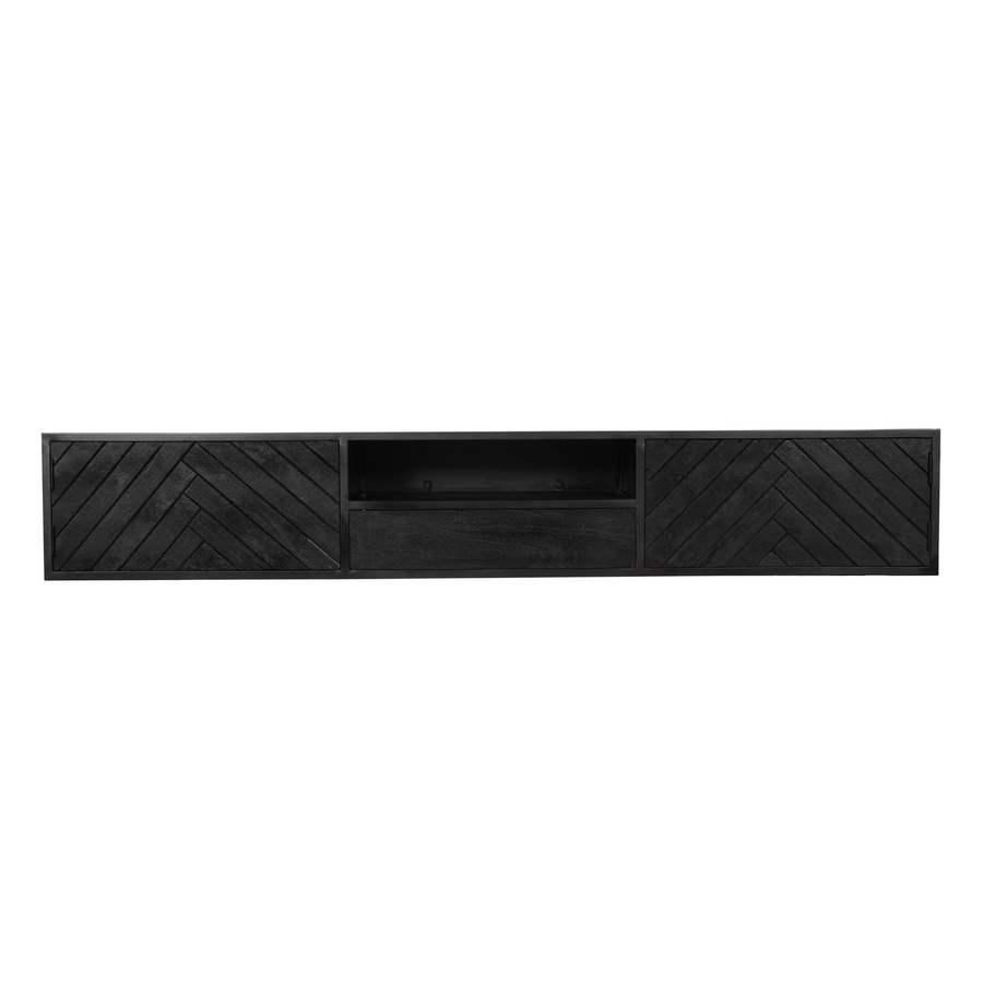 Floating TV unit New York black – Twee ruime deurvakken