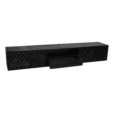 Zwevend TV-meubel New York zwart | 200 cm