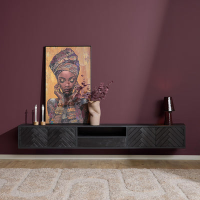 Zwevend TV-meubel New York zwart | 200 cm