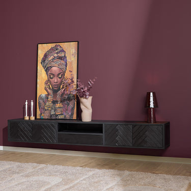 Starfurn Zwevend TV-meubel New York zwart | 200 cm