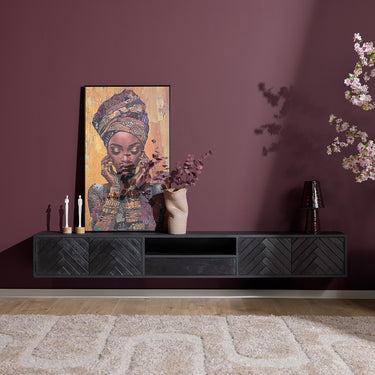 Zwevend TV-meubel New York zwart | 240 cm