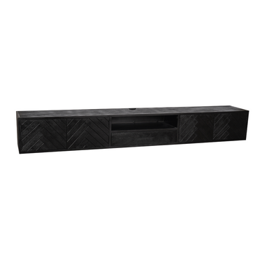 Zwevend TV-meubel New York zwart | 280 cm