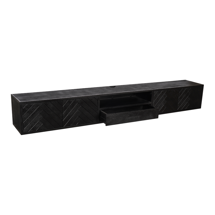 Floating TV Unit New York Black – Lade onder het open vak