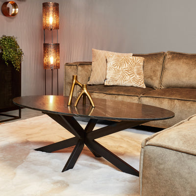 Salontafel Faye zwart marmer | Ovaal | 130 cm