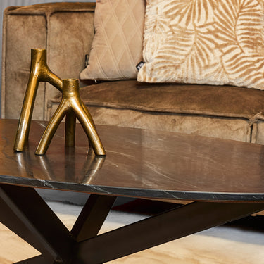 Salontafel Faye zwart marmer | Ovaal | 130 cm