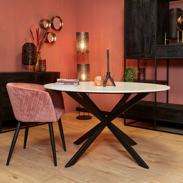 Ronde marmeren eettafel Lynn | Wit Ø130 cm