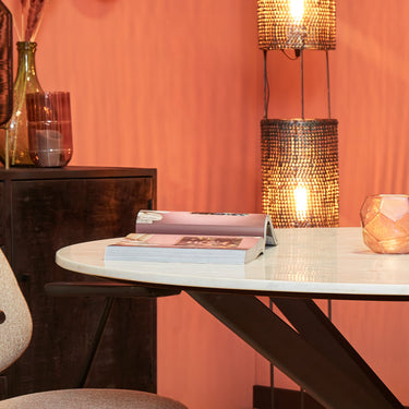 Ronde marmeren eettafel Lynn | Wit Ø130 cm