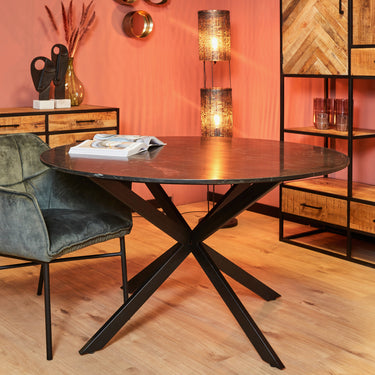 Ronde marmeren eettafel Lynn | Zwart Ø150 cm
