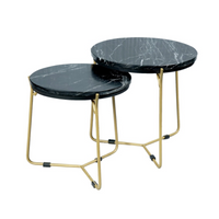 Salontafelset Caly | Zwart marmer 50-40 cm