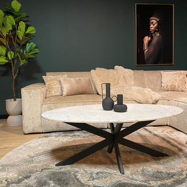 Salontafel Faye wit marmer | Ovaal | 130 cm