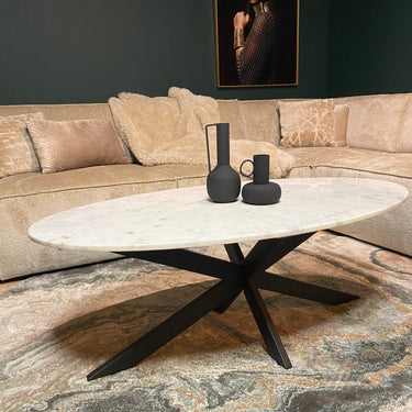 Salontafel Faye wit marmer | Ovaal | 130 cm