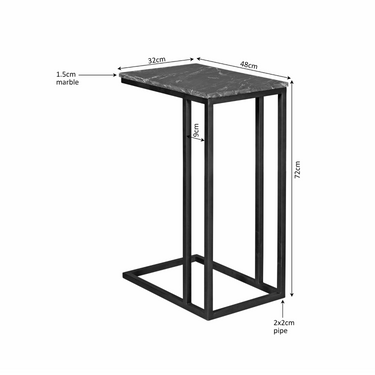 Bijzettafel Marmer | Hoog | Zwart