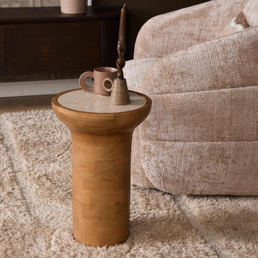 Bijzettafel Zoë Naturel Travertijn 33 cm