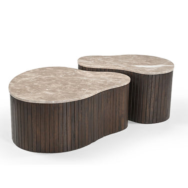 Salontafel Nomi | 84 cm | Marmer & Mangohout