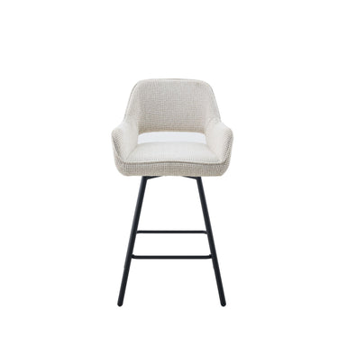 Barkruk Sophie beige met armleuningen, vooraanzicht