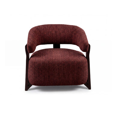 Fauteuil Juun bordeaux vooraanzicht met ronde rugleuning