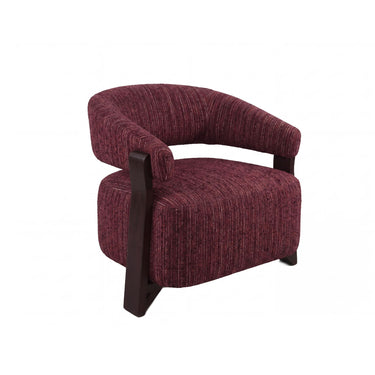 Fauteuil Juun bordeaux schuin van voren met houten zijframe