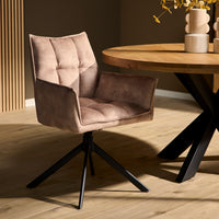 Draaibare eetkamerstoel Dani velvet beige