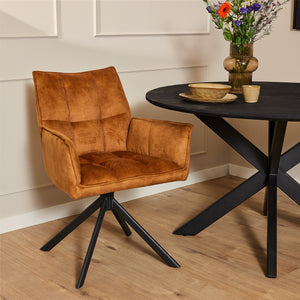 Eetkamerstoel Dani Velvet Gold Okergeel