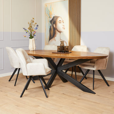 Set van 2 - Eetkamerstoel Nova Champagne Velvet
